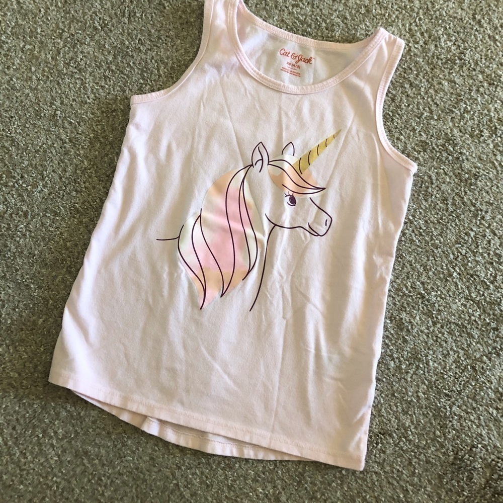 Cat & Jack pink unicorn graphic cotton blend tank top in size XS